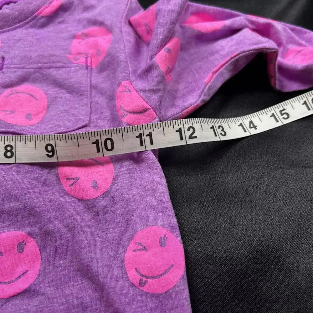 OshKosh B’gosh Girls Purple Long Sleeve Shirt Pink Smiley‎ Faces Size 6Y
